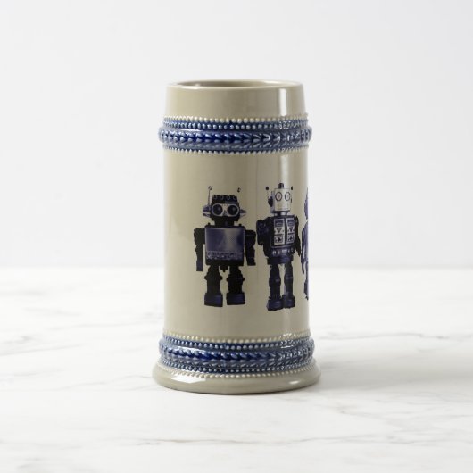 blauer Roboter Stein Bierglas (Mittel)
