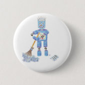 Blauer Roboterknopf Button (Vorderseite)