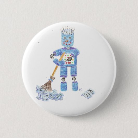 Blauer Roboterknopf Button (Vorderseite)