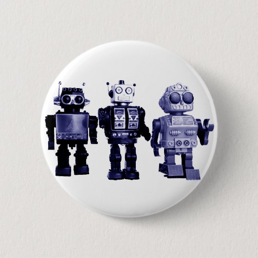 blauer Roboterknopf Button (Vorderseite)