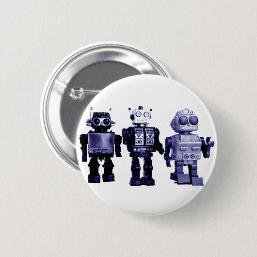 blauer Roboterknopf Button (Vorne & Hinten)