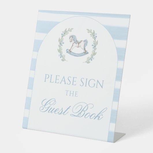 Blauer Rock Baby Boy Dusche Gästebuch Sockelschild (Vorderseite)