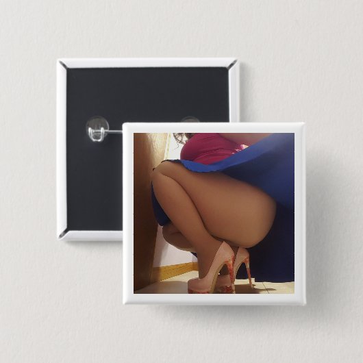 Blauer Rock Peekabooknopf Button (Vorne & Hinten)