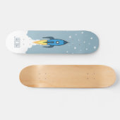 Blauer Rocket-Schiffs-Weltraum-personalisierter Skateboard (Horizontal)