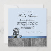 Blauer Rocking Horse Kinderdusche Einladung (Rückseite)