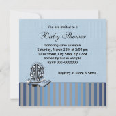 Blauer Rocking Horse Kinderdusche Einladung (Rückseite)