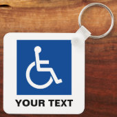 Blauer Rollstuhlbehinderungssymbol, benutzerdefini Schlüsselanhänger (Rückseite)