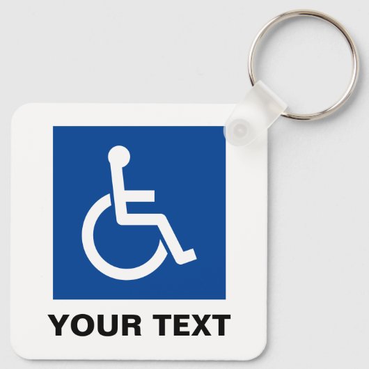 Blauer Rollstuhlbehinderungssymbol, benutzerdefini Schlüsselanhänger (Rückseite)