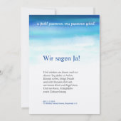 Blauer romantischer Aquarell und Foto Einladung (Rückseite)
