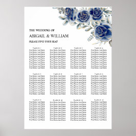 Blauer Romantischer Floraler Hochzeitssitzplan Pos Poster