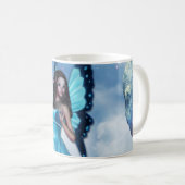 Blauer romantischer Schmetterlings-feenhafte Kaffeetasse (VorderseiteRechts)