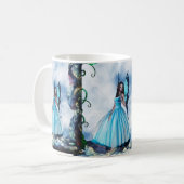 Blauer romantischer Schmetterlings-feenhafte Kaffeetasse (Vorderseite Links)