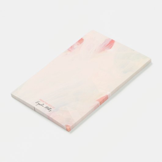 Blauer Rosa Abstrakte Kunst Personalisierter Name Post-it Klebezettel (angewinkelt)