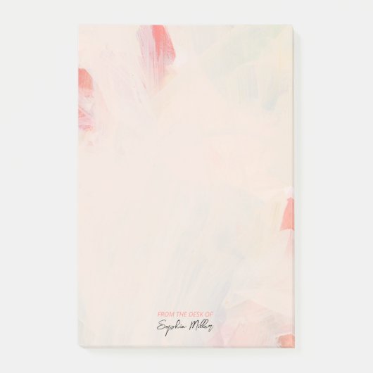 Blauer Rosa Abstrakte Kunst Personalisierter Name Post-it Klebezettel (Vorderseite)