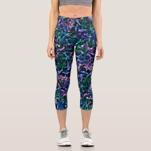 Blauer rosa Aquamariner kosmischer Abstrakter Flüs Capri Leggings