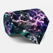 Blauer rosa Aquamariner kosmischer Abstrakter Flüs Krawatte (Gerollt)