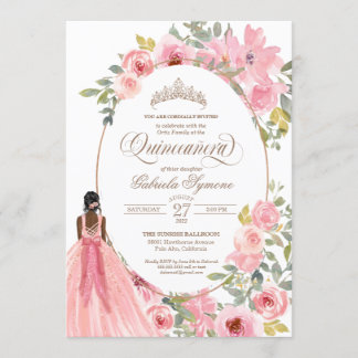 Blauer Rosa Aquarellfarben Quinceanera Einladung