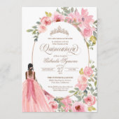 Blauer Rosa Aquarellfarben Quinceanera Einladung (Vorderseite)
