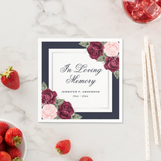 Blauer Rosa Beerdigungsdenkmal Serviette (Beispiel)