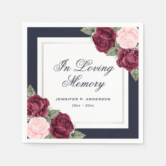 Blauer Rosa Beerdigungsdenkmal Serviette (Vorderseite)