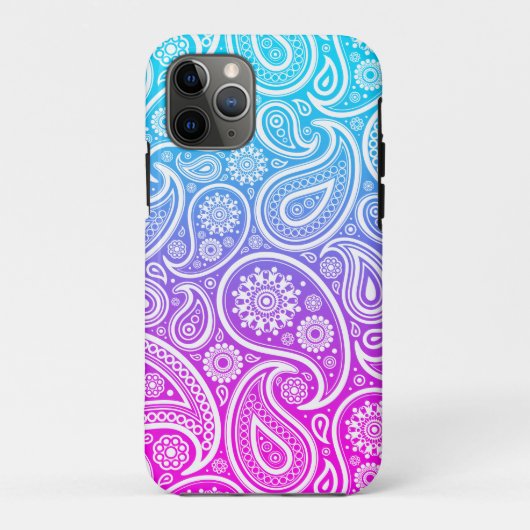 Blauer rosa bis blauer Omerweißpaisley Case-Mate iPhone Hülle (Rückseite)