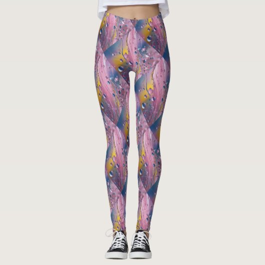 Blauer Rosa Blasen Leggings (Vorderseite)