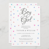 Blauer rosa blaue Herzen bei Jungen oder Mädchen P Einladung (Vorne/Hinten)