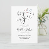 Blauer rosa blaue Herzen bei Jungen oder Mädchen P Einladung (Stehend Vorderseite)