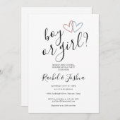 Blauer rosa blaue Herzen bei Jungen oder Mädchen P Einladung (Vorne/Hinten)