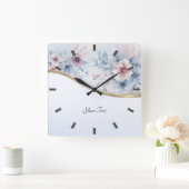 Blauer rosa blaue Wand-Uhr Quadratische Wanduhr (Zuhause)