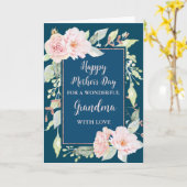 Blauer Rosa Blume Oma Happy Mother Karte (Gelbe Blume)