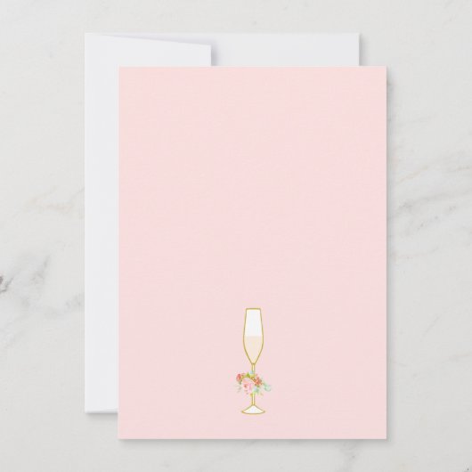 Blauer Rosa Blumenbrunch Bridal Dusche Einladung (Rückseite)