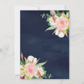 Blauer Rosa Blumengow Navy Blue Gold Quinceanera Einladung (Rückseite)