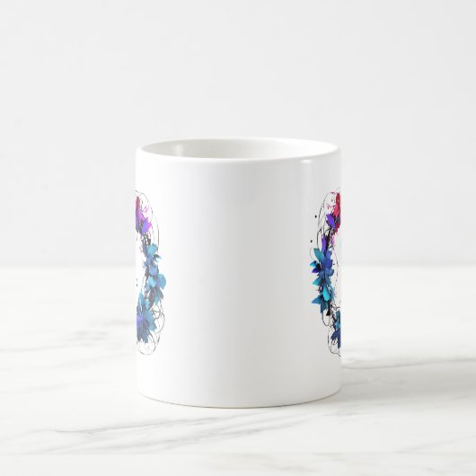 Blauer Rosa Blumenreath Initial Kaffeetasse (Mittel)