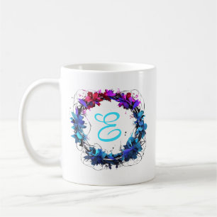 Blauer Rosa Blumenreath Initial Kaffeetasse