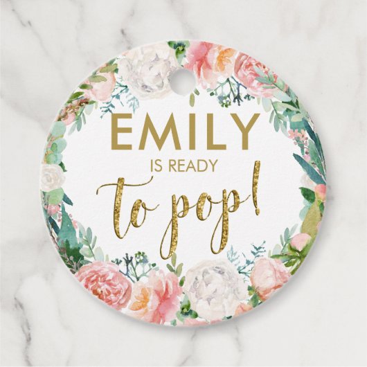 Blauer Rosa Blumensekt Pop Gefallen Geschenkanhänger (Vorderseite)