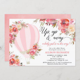 Blauer Rosa Blütenballon Mädchen Dusche Einladung