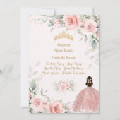 Blauer Rosa Blütenprinzessin Cincoañera 5. Geburts Einladung (Rückseite)