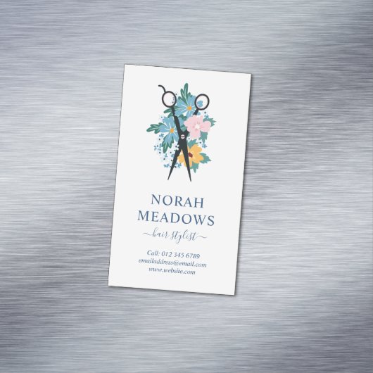 Blauer Rosa Blütenschere Magnetische Visitenkarte (Beispiel)