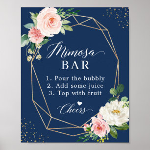Blauer Rosa Brautparty Mimosa Bar Sign Poster