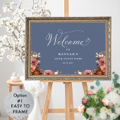 Blauer, rosa, burgundische Blütenblätter Begrüßung Poster