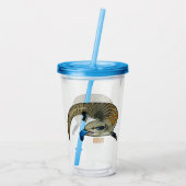 Blauer Rosa-Cartoon Acryltrinkbecher (Rückseite)