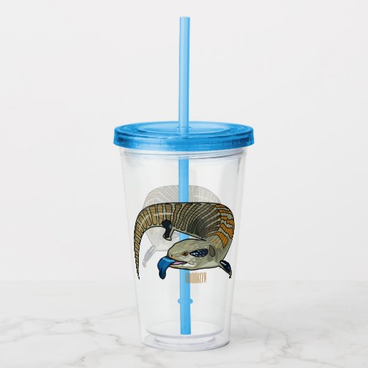 Blauer Rosa-Cartoon Acryltrinkbecher (Vorderseite)