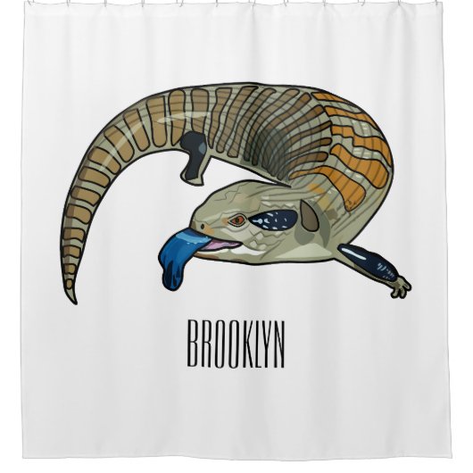 Blauer Rosa-Cartoon Duschvorhang (Vorderseite)