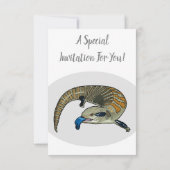 Blauer Rosa-Cartoon Einladung (Rückseite)