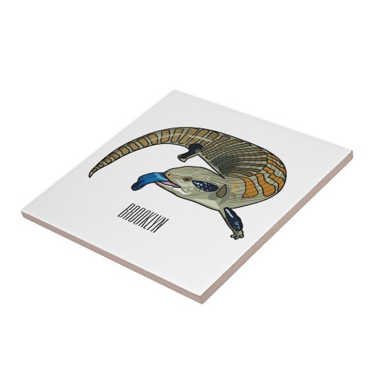 Blauer Rosa-Cartoon Fliese (Seite)