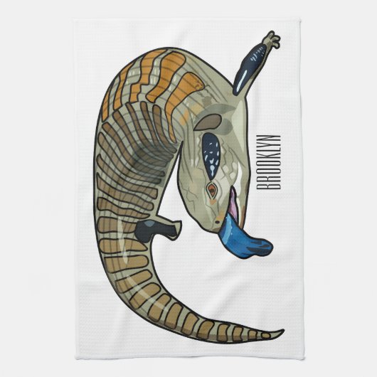 Blauer Rosa-Cartoon Geschirrtuch (Vertikal)