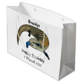 Blauer Rosa-Cartoon Große Geschenktüte (Rückseite Schrägansicht)