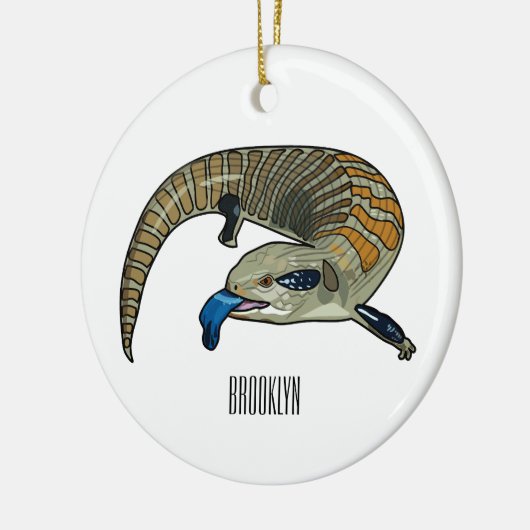 Blauer Rosa-Cartoon Keramik Ornament (Links)