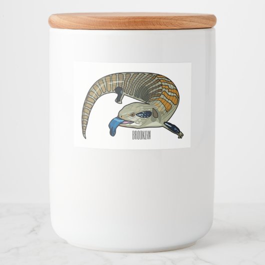 Blauer Rosa-Cartoon Lebensmitteletikett (Vorderseite)